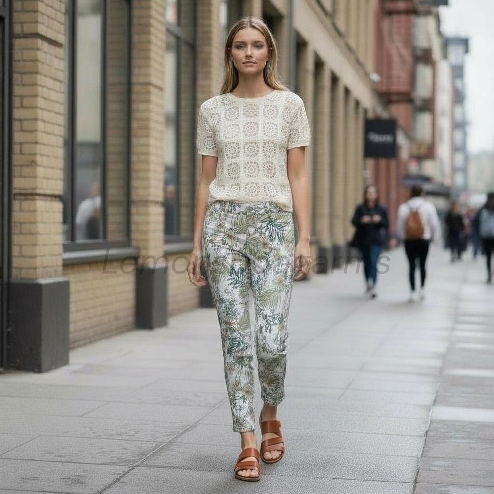 Florencia Floral Botanical Print Cropped Ankle Jeans‎ Euro Summer 31" Waist
